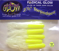 43514 CHARTREUSE/GREEN GLOW 3.5" Radical Glow Torpedoes